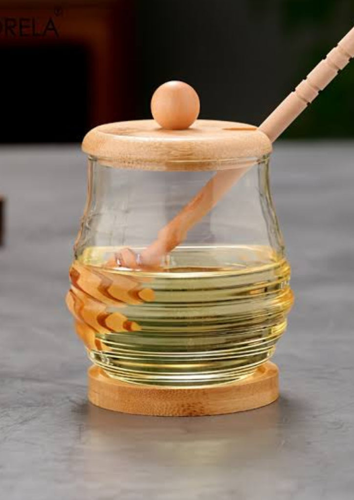 STYLED HONEY BEE SHAPED GLASS  HONEY JAR